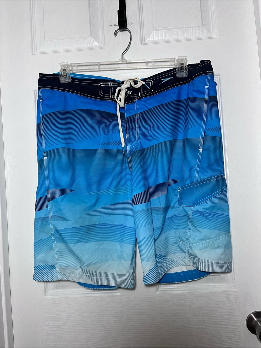 Speedo Blue Gradient Board Shorts with Navy Waist